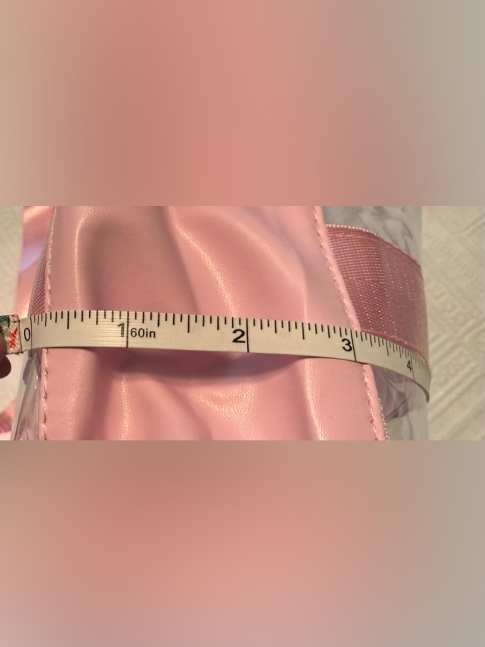 Tote bag - clear w/pink handles straps. 19x14x3. New w/tags. No flaws. - Picture 11 of 11